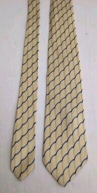 Brioni Mens 3D Wave Yellow & Blue 100% Silk Tie 62" X 3.25" Made In Italy